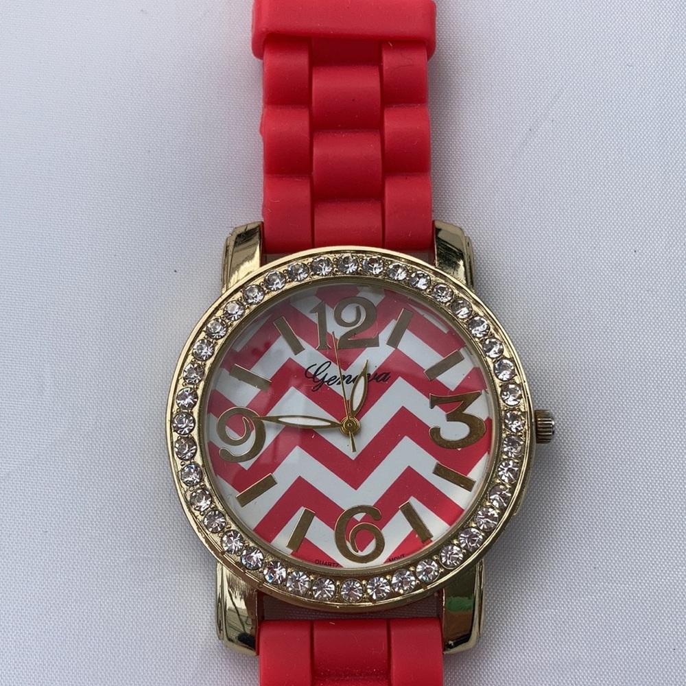 Geneva Quartz Watch Chevron Bold Color Sparkle